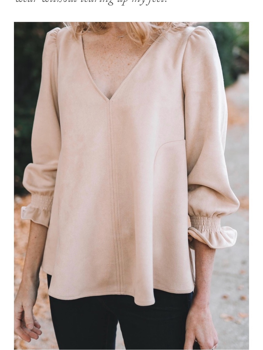 Tuckernuck Beige V-Neck Puff Sleeve Tunic